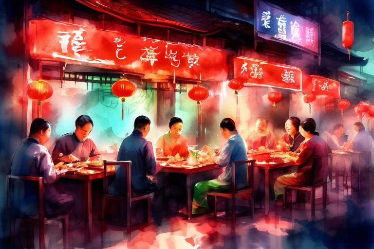 Neon Işıkları Altında Leziz Çin Yemekleri