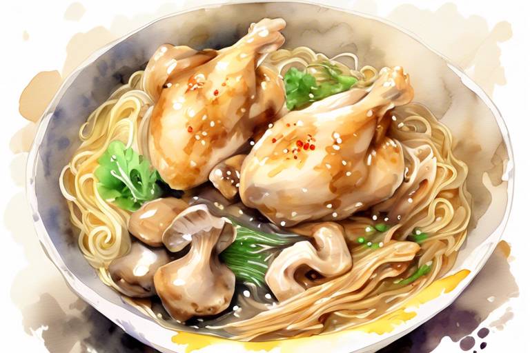 Tavuklu ve Mantarlı Çin Noodle Yemeği